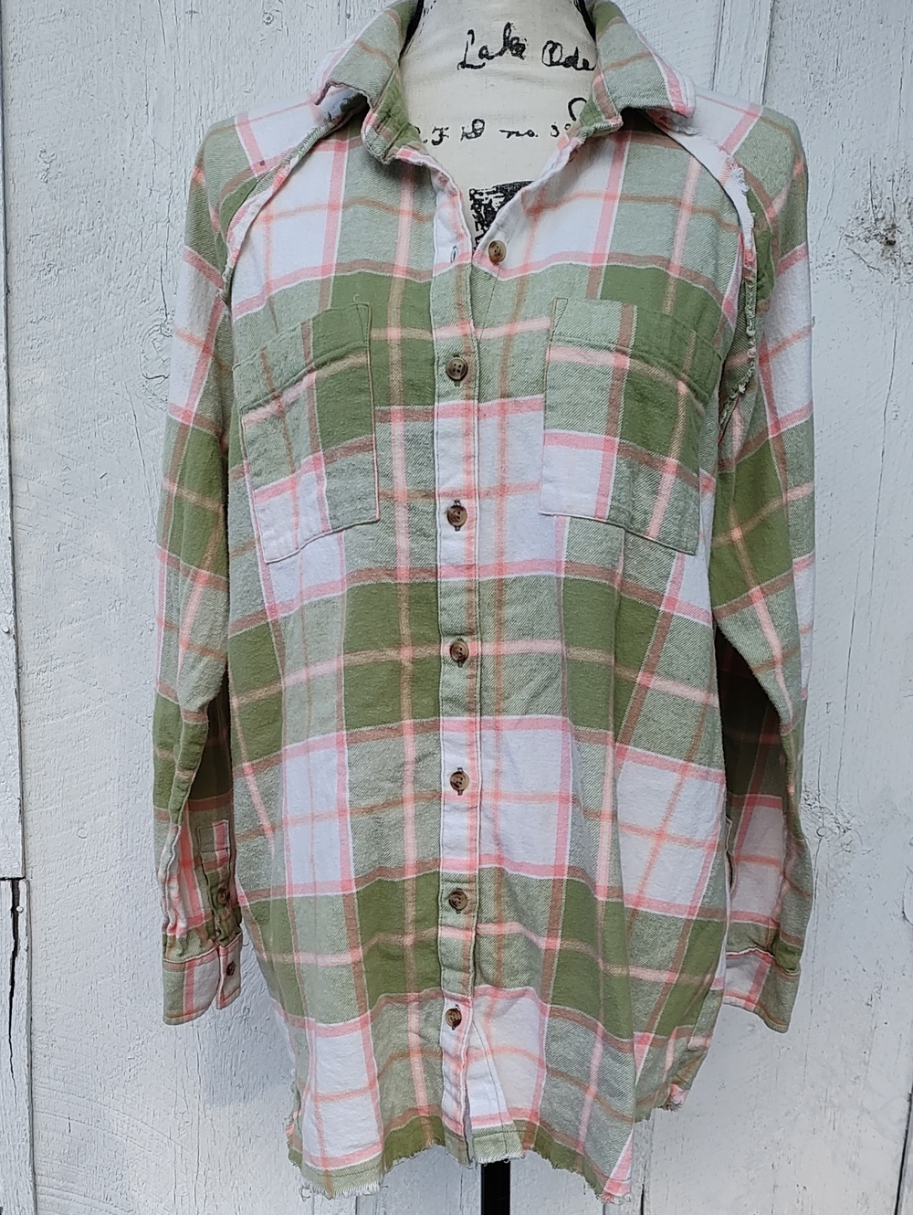 dip Olive & Pink Plaid Button-Up Shirt Organic Cotton Cozy Flannel